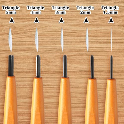 WILLBOND 5 Pcs Linoleum Carving Tool Set Wood Handle Linocut,Classic | V Shaped Chisel for Printmaking, Triangular Grip, Rubber Stamp Making, Block Cutting Kit, Woodcarving Projects - style: Classic