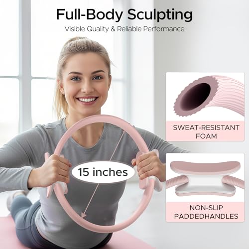 Pilates Ring Kit for Women, Pilates Equipment Accessories, Home Workout Set with Magic Circle, Mini Exercise Ball, Ankle Resistance Bands & Yoga Socks, for Fitness, Toning & Better Me Gifts - size: 14 Count(Pack of 1)