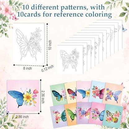 Ctosree 72 Pcs Butterfly Paint and Sip Kit for Adults 8'' x 10'' Pre Drawn Canvas for Painting DIY Pre Printed Canvas for Party Favor Acrylic Painting Kit Wood Easel Brushes Date Night Bulk - style: Butterfly