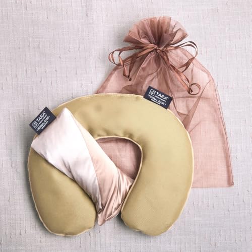 TARA Spa Therapy Herbal-Ease Aromatherapy Pillow Gift Bag Set, Neck + Silk Eye Pillow, Chai - color: Chai