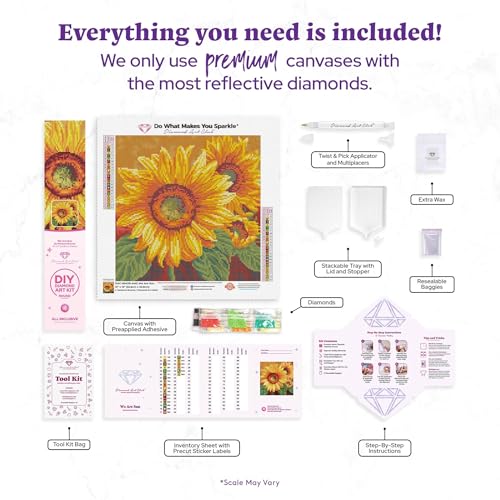 DIAMOND ART CLUB We are Sun Diamond Art Kits for Adults | Premium Diamond Painting Kit, Fun DIY Crafts for Adults, Round Diamond Art Canvas, 13" x 13" (32.8 x 32.8 cm) - color: We Are Sun