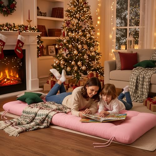 Vercraft Long Floor Cushion Large Floor Cushion with Brushed Cotton Jumbo Lounger Pillow for Outdoor Indoor Bay Window Meditation Yoga Reading Sleeping(Pink) - color: Pink