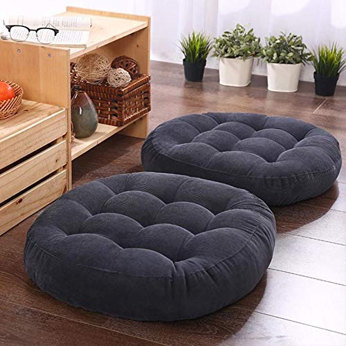 Tiita 22 Inch Floor Cushion - Round Outdoor Chair Cushion Pad - color: (Round)|black
