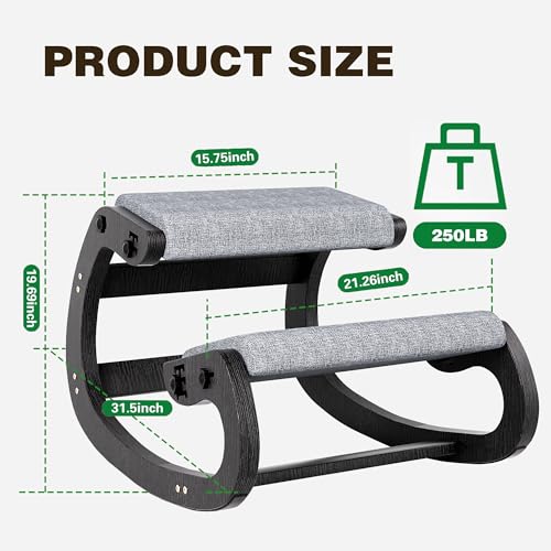 Ergonomic Kneeling Chair with Wooden Frame, Black - color: Black