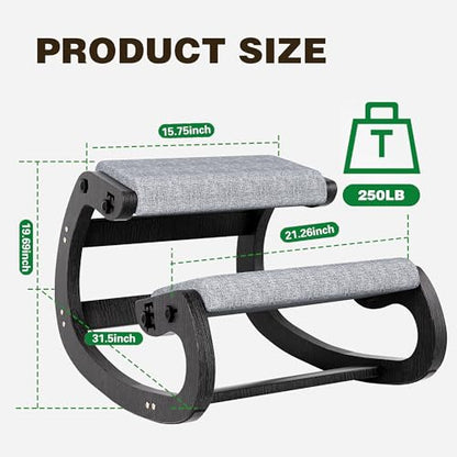 Ergonomic Kneeling Chair with Wooden Frame, Black - color: Black