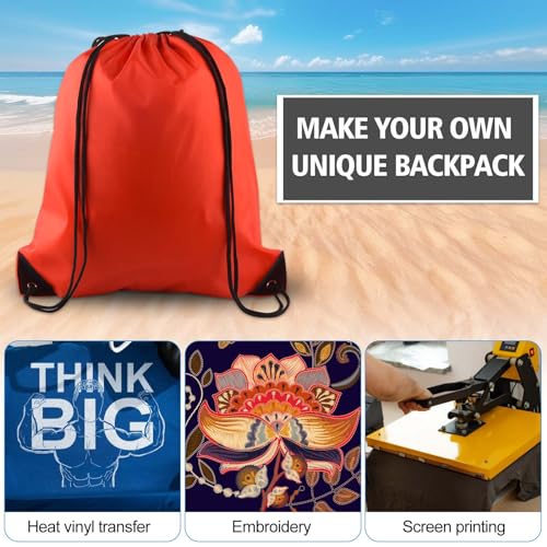 KUUQA 12 Pcs Drawstring Backpack Bags, Red - color: Red