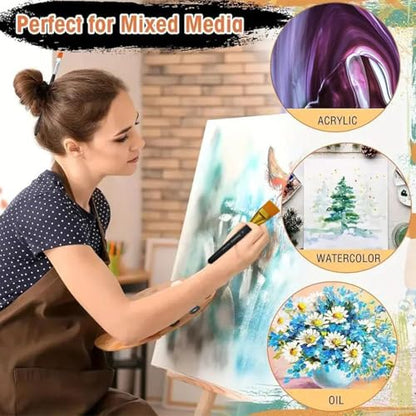 1 1/2 Inch Flat Paint Brushes 3Pcs - Large Acrylic, Oil & Watercolor Paint Brushes with Wooden Handle - Professional Artist Brush Set for Base Coating, Canvas, Crafts(3Pieces) - size: 3Pieces