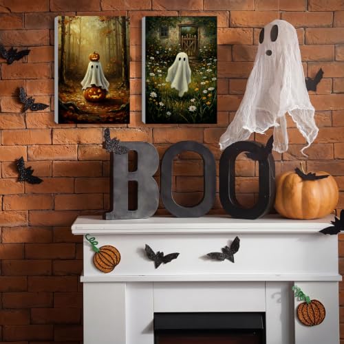 Honoson 6 Pcs Ghost DIY Paint by Number Kits for Adults | Framed Canvases with Easel, Ghost Decor, Acrylic Paints, Brushes for Beginner, Ideal for Haunted Wall Decor and Stress Relief - style: Ghost