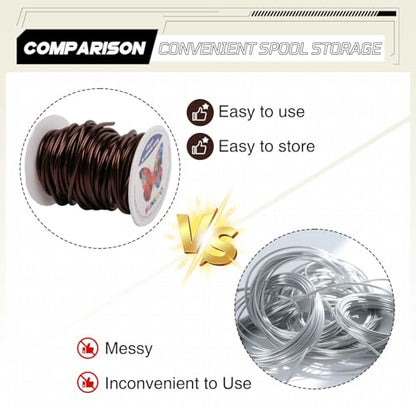 Aluminum Craft Wire,8 Gauge (3mm) Dark Brown Bendable Wire,32 Feet Continuous Roll for Jewelry Making,Sculpting,Floral & Armature Projects - size: 8 Gauge 32FT, style: Dark Brown