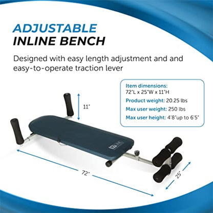 Stamina Products InLine Back Stretch Bench System, Blue Gray