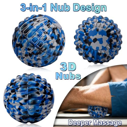Deep Tissue Massage Ball for Exercise & Recovery - SGS Certification | Targets Back, Shoulder, Legs&Feet-Relieves Muscle Knots, Joint Pain&Tightness, Pressure Point Therapy-Myofascial Release Ball - color: Blue&gray, size: 1-Pack | 5.1-inch