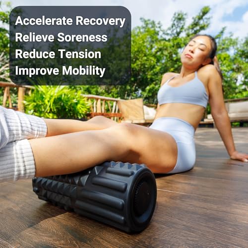 VibePro Flow Vibrating Foam Roller - 5-Mode Vibrating Massage Roller for Muscles Deep Tissue, Recovery, & Pain Relief - High-Intensity Electric Foam Roller for Back, Legs & Shoulders - Rechargeable - style: Flow