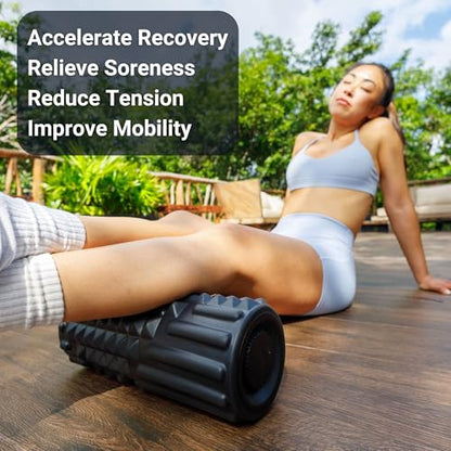 VibePro Flow Vibrating Foam Roller - 5-Mode Vibrating Massage Roller for Muscles Deep Tissue, Recovery, & Pain Relief - High-Intensity Electric Foam Roller for Back, Legs & Shoulders - Rechargeable - style: Flow