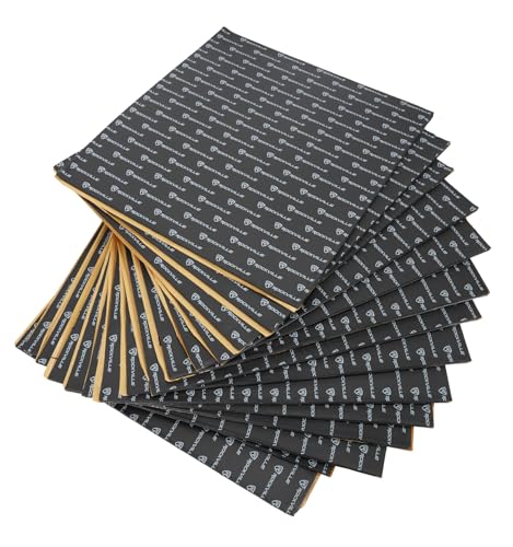 Rockville RockMat Pro 37 Sq Ft 3-in-1 Foam/Rubber/Aluminum Sound Deadener | Car/Boat/UTV Compatible, 277mil (7mm) Thick, 15 Sheets 20"x18", Self-Adhesive, Roller Included, Waterproof - style: 37 SQUARE FEET