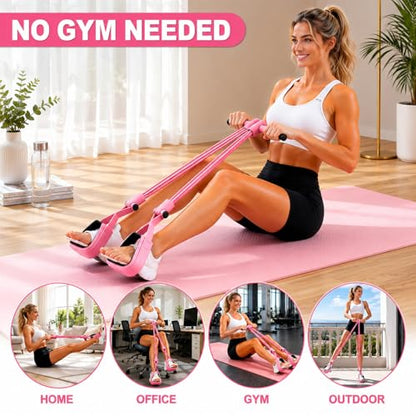 Pedal Resistance Bands with Handles, Separated 8-Tube Multifunction Exercise Bands, Yoga Tension Rope, Natural Rubber Elastic Equipment for Abdomen, Waist, Arm, Leg Stretching - color: Pink