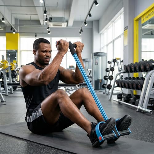 Upgraded Durable 6-Tube Pedal Resistance Strap with Handle, Natural Rubber Fitness Resistance Strap, Multifunctional Fitness Strap, Suitable for Abdominal, Waist, arm, and Leg Shaping Training - color: Blue