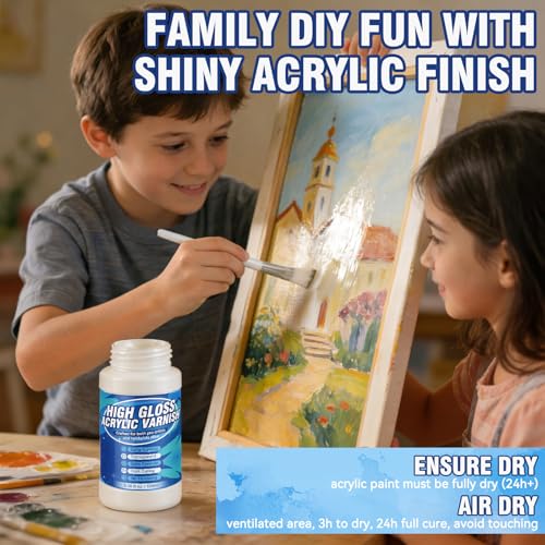 Acrylic Varnish, Gloss Varnish for Acrylic Painting, Non-Yellowing, Resists Cracking, Clear Acrylic Paint Sealer for Canvas, Wood, DIY Art, Suitable for Artists, Hobby Painters, 100ml