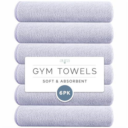 S&T INC. Microfiber Gym Towels, 6 Pack, 16" x 27" | Absorbent and Lightweight, Quick-Dry, Compact for Gym Bag, Yoga and Travel, Machine Washable - color: Purple