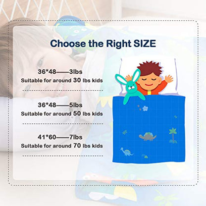 Sivio Cotton Weighted Blanket for Sleeping, 36"x48" 3 lbs, Blue Dinosaur - color: Blue Dinosaur, size: 36"x 48" 3lbs
