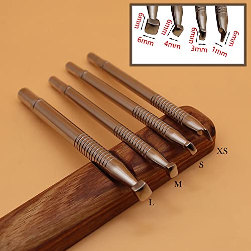 Leather Stamping Tool 304 Stainless Steel Professional Stamp Tools Leather Edge Punch Carving DIY LeatherCrafts (Full Set, 4pcs (XS+S+M+L)) - size: Full Set, 4pcs (XS+S+M+L)