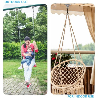 2-Pack Stainless Steel Heavy Duty 180° Swing Hanger Kit - Ceiling Mount with Hook for Porch Swing, Hammock Chair, Yoga Swing, Punching Bag, 1000 LB Capacity, Rust-Resistant Hardware Included - size: 2 holes-2Pack