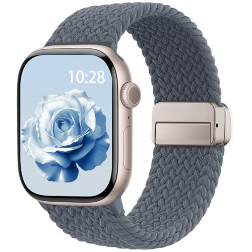 Braided Stretchy Magnetic Band Compatible with Apple Watch Bands Women Men - color: Anchor Blue, size: 38mm/40mm/41mm/(42mm-series 11 10)