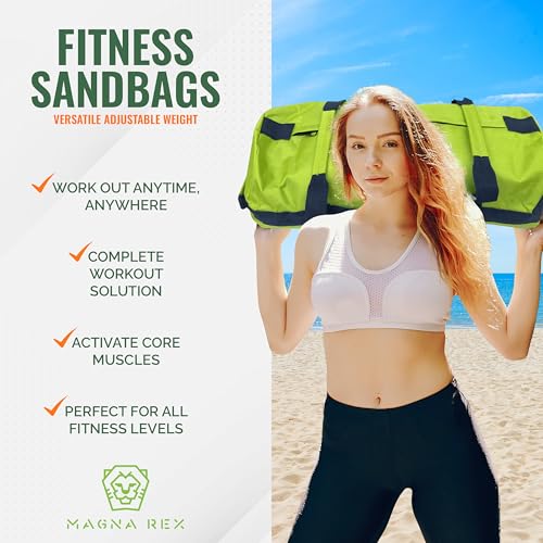 Sandbags for Working Out - 50 to 90 lbs - Adjustable Heavy Duty Equipment for Weight Training - 1 Outer, 3 Inner Sandbags - Portable Tough Workout - Non Slam - color: Bright Green, size: 50lb