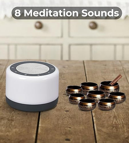 Tibetan Meditation Singing Bowls Machine - Plays 8 Different Bowls Sound for Yoga, Meditation, Mindfulness, Healing, Chakra Healing, Stress Relief, Timer and Memory Features for Women/Men, by Vangoa