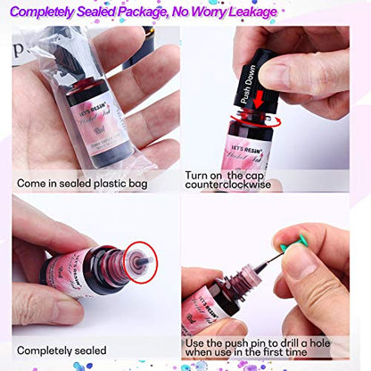 Bundle Set of 26 Colors Alcohol Ink for Epoxy Resin and 16 Color Epoxy Resin Paint Pigment
