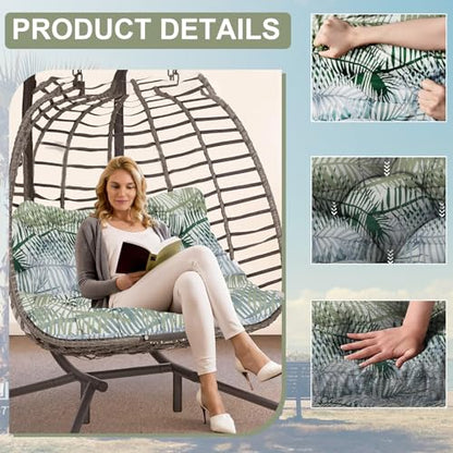 Porch Swing Cushion Three Seat Waterproof, Bamboo Leaves, 40x70in - color: Bamboo Leaves, size: 40x70in