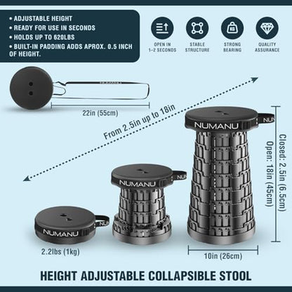 NUMANU Padded Collapsible Stool for Adults 2-Pack, Folding Seat, 620 lbs - size: 2x Padded Seats + Accessories