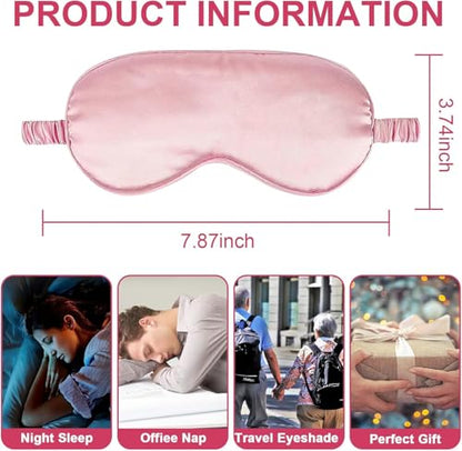 IEKEODI 2 Pack Silk Sleep Masks, Light Blocking Eye Masks, Pink & Pink | Silky Soft Feel, Light Blocking Design, Gentle Elastic Fit, Breathable Comfort for Sleep, Travel and Naps - color: Pink+pink