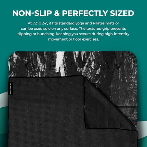 Oceanfoam Beach Towel – Lightweight, Absorbent, Quick-Drying, Sand-Resistant, Non-Slip – Ideal for Workouts, Yoga, Pilates, Beach, Pool, Boat & Travel – 25% Recycled – 72"x24" (Black) - color: Black