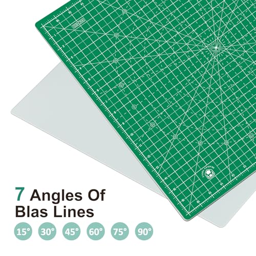 Headley Tools 17"x17" Rotating Cutting Mat, Self Healing Mat with 360-Degree Rotation & Anti-Slip Base, Sewing Board Cutting Mat Perfect for Fabric Quilting Leather Hobby Project, Green - color: Green, size: 17"L x 17"W