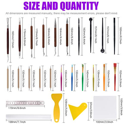 Swpeet 26Pcs Modeling Clay Sculpting Tools Kits, Handle Double-Sided Set, Watercolor Pens, Wooden Dotting Tools, Plastic Ball Rod Stylus Modeling Tools, Clay Roller, Clay Scarper for Clay Sculpture