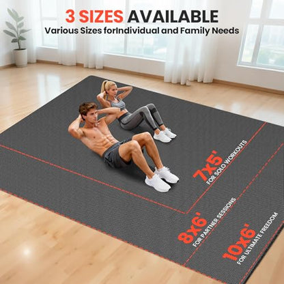 Stepwaver Large Exercise Mat, 6'x4'/7'x5'/8'x5'/9'x5'/10'x5'/12'x5'x8mm | Non-Slip, Ultra Durable, High-Density, Extra Thick Workout Mat for Home Gym Flooring, Cardio, Yoga & Fitness, Shoes-Friendly - size: 7'x 5'x 7mm