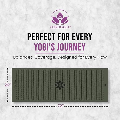 Clever Yoga Hot Yoga Mat Towel – Non-Slip Grip for Hot Yoga, Sweat Absorbent, Honeycomb Silicone Grip, Stays Flat – Ideal for Pilates, Travel, Washable & Lightweight - Olive - color: Olive