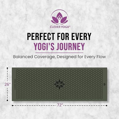 Clever Yoga Hot Yoga Mat Towel – Non-Slip Grip for Hot Yoga, Sweat Absorbent, Honeycomb Silicone Grip, Stays Flat – Ideal for Pilates, Travel, Washable & Lightweight - Olive - color: Olive