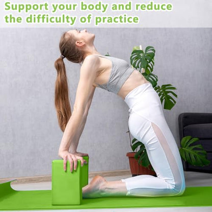 Honoson 20 Pcs Yoga Blocks Bulk 9''x6''x3'' High Density EVA Foam Blocks for Exercise Pilates Meditation, Lightweight Non-slip Surface, Improve Strength Balance Flexibility - color: Green