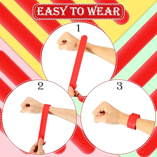Gemscream 12 Pcs Silicone Slap Bracelets DIY Slap Bands Party Favors Bulk Blank Soft Wristband Wrist Snap Band for Craft Project DIY Painting Birthday Party Halloween Christmas - color: Red