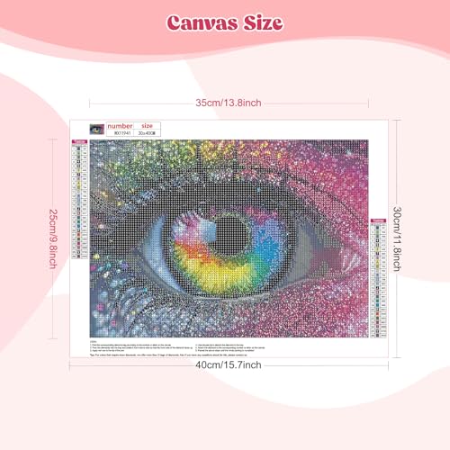 EOBROMD Diamond Art Painting Kits for Adults Colorful Eye, 5D Full Drill Diamond Dots, DIY Diamond Art Painting Kits for Adults Beginners, Diamond Gem Art and Crafts for Home Wall Decor 16x12inch - color: 02-eye