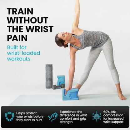 WRISTBuddy® Yoga Blocks 2 Pack, High Density Non-Slip, Hand-Shaped Design - color: Teal