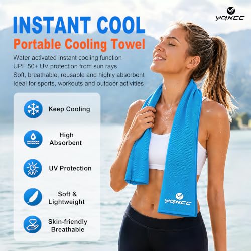 YQXCC 6 Pack Cooling Towels (47"x12"), Ice Cool Towels for Neck & Face - color: Light Blue*2/ Light Gray*2/ Dark Gray*2