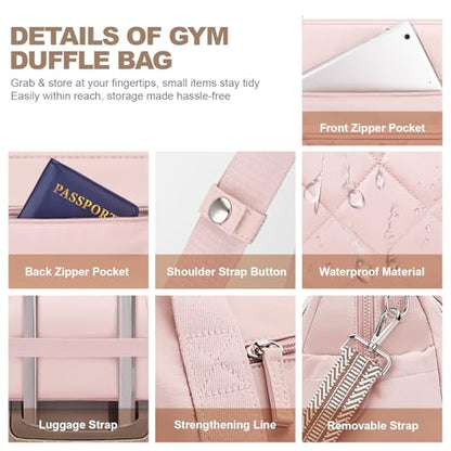 SYTRAH Gym Bag for Women, Duffle Sport Purse for Travel & Dance Pink - color: Pink(No shoe compartment)