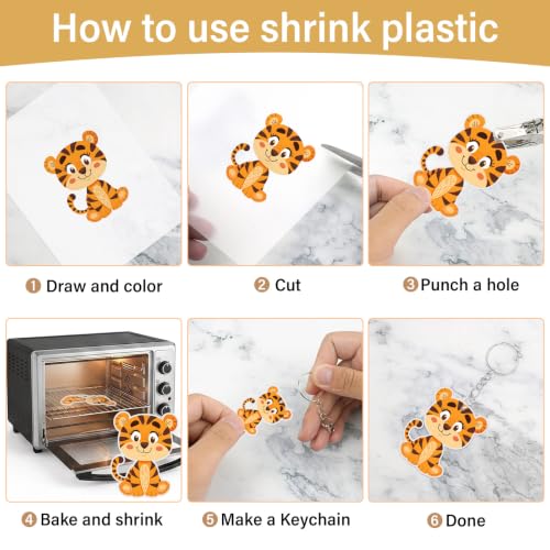 161 Pcs Shrink Paper Keychain Kit,30 Shrink Plastic Sheets for Teens | Includes 7.9 x 5.7 inch sheets,hole punch,lobster clasps and jump rings for coloring,keychains and charms