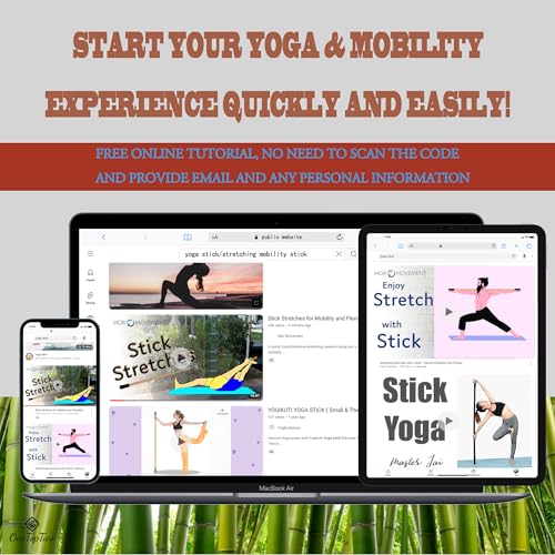 5ft Yoga Stick from Natural Bamboo with Non-Slip Handle-Stretching Stick for Mobility, Flexibility,Exercise,Workout, Physical Therapy,Pilates,Balance Fitness-Access Online Video Guide Without Any Info - color: All Black 5ft
