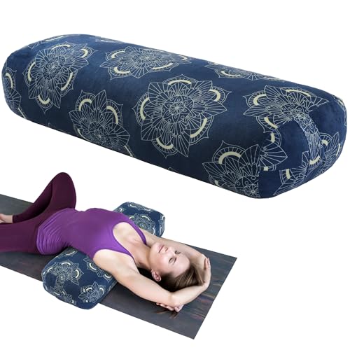MABOZOO Yoga Bolster Pillow, Rectangular Yoga Bolster for Restorative & Meditation, Professional Meditation Cushion with Carry Handle - color: Blue, size: 30 inch