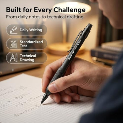Nicpro 0.5 mm Mechanical Pencil Set with Case, 3PCS Mechanical Pencils 0.5 | HD1000 Led Pencils 0.5mm + 6 Tube HB Lead Refill, Eraser, Weatherproof Barrel for Outdoor Writing Drafting Drawing Sketching - style: 0.5mm(3 Pcs)