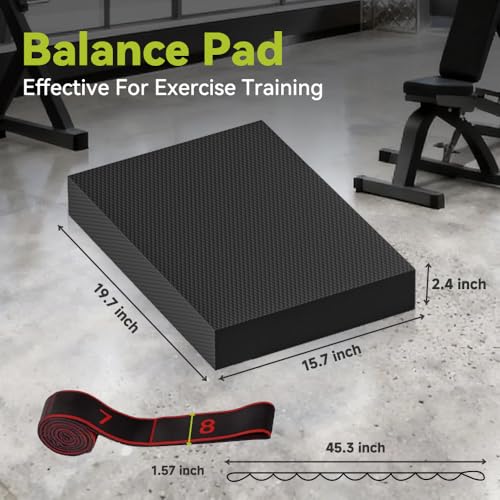 Large Thick Balance Pad Non-Slip Stability Trainer Yoga & Pilates - color: Black