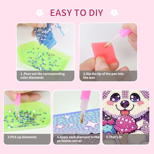 PERFECTSIGHT Cute 5D Diamond Art Kits, Kawaii DIY Painting Art for Adults Teen, 4 Pack Diamond Arts and Crafts Sets, Big Gem Full Drill Diamond Dots for Women (Koala+Panda+Husky+Hedgehog) - style: Koala+Panda+Husky+Hedgehog